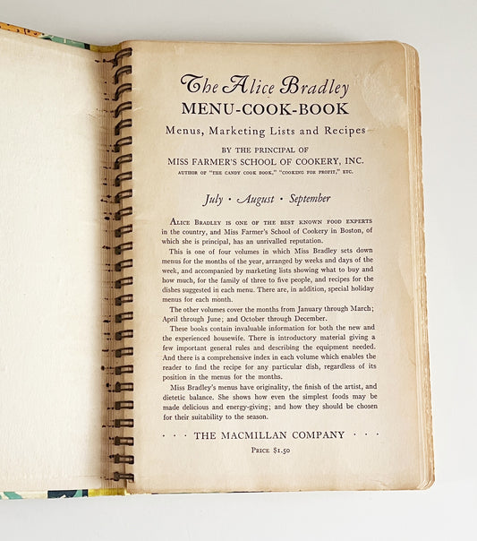 The Alice Bradley Menu Cook Book - Alice Bradley 1936