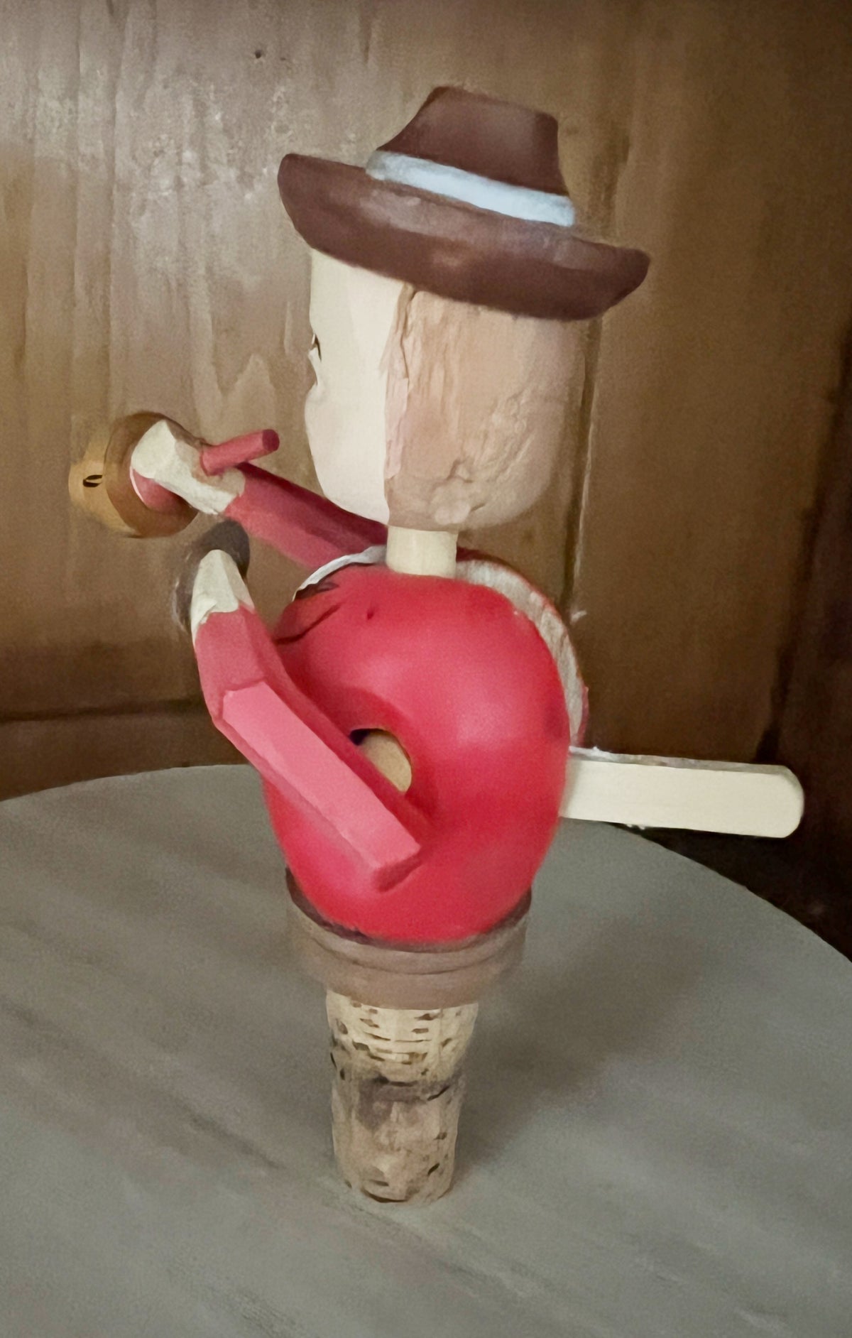 Vintage ANRI Mechanical Bottle Stopper - Eat/Drink, 1930/60s