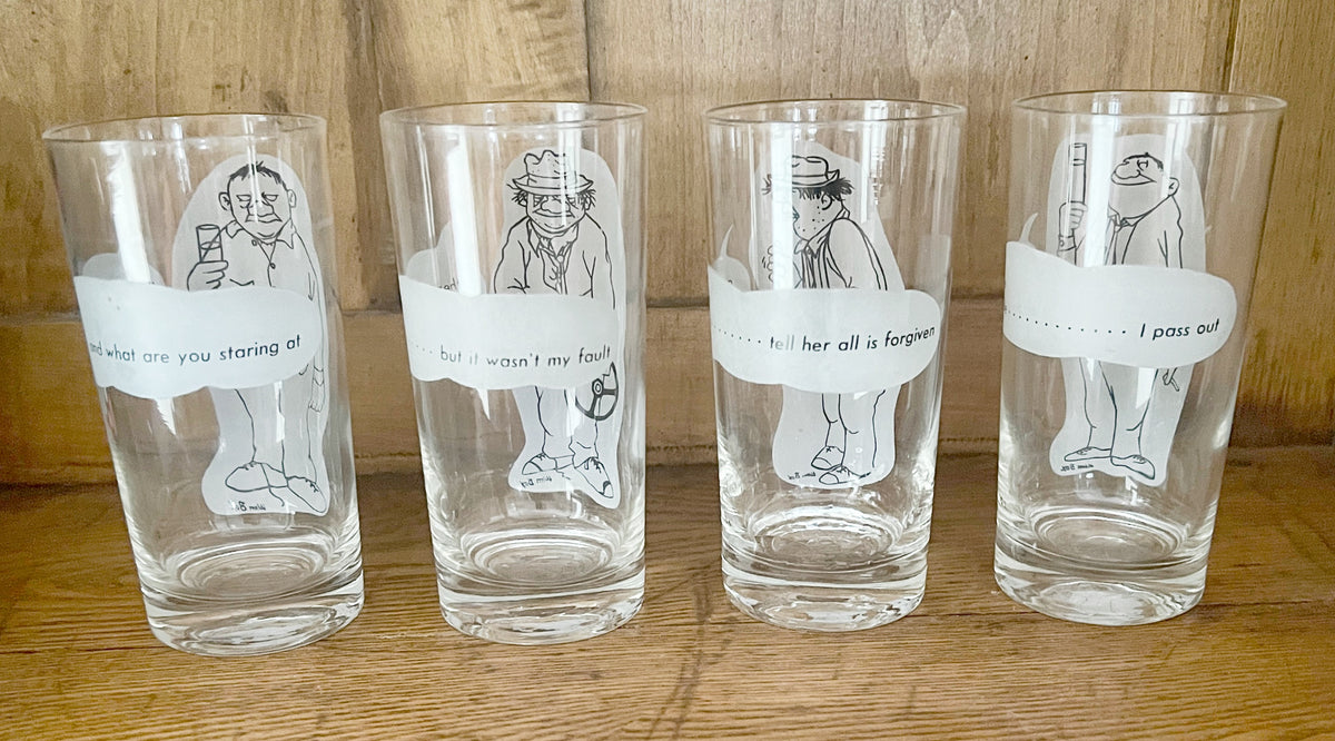 WM Box Frosted Glass Highball Tumbler Set - 1950/60s