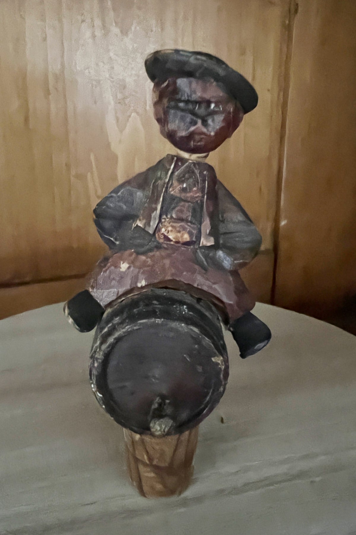 Vintage ANRI Mechanical Bottle Stopper - Nodder Bobblehead, 1930s