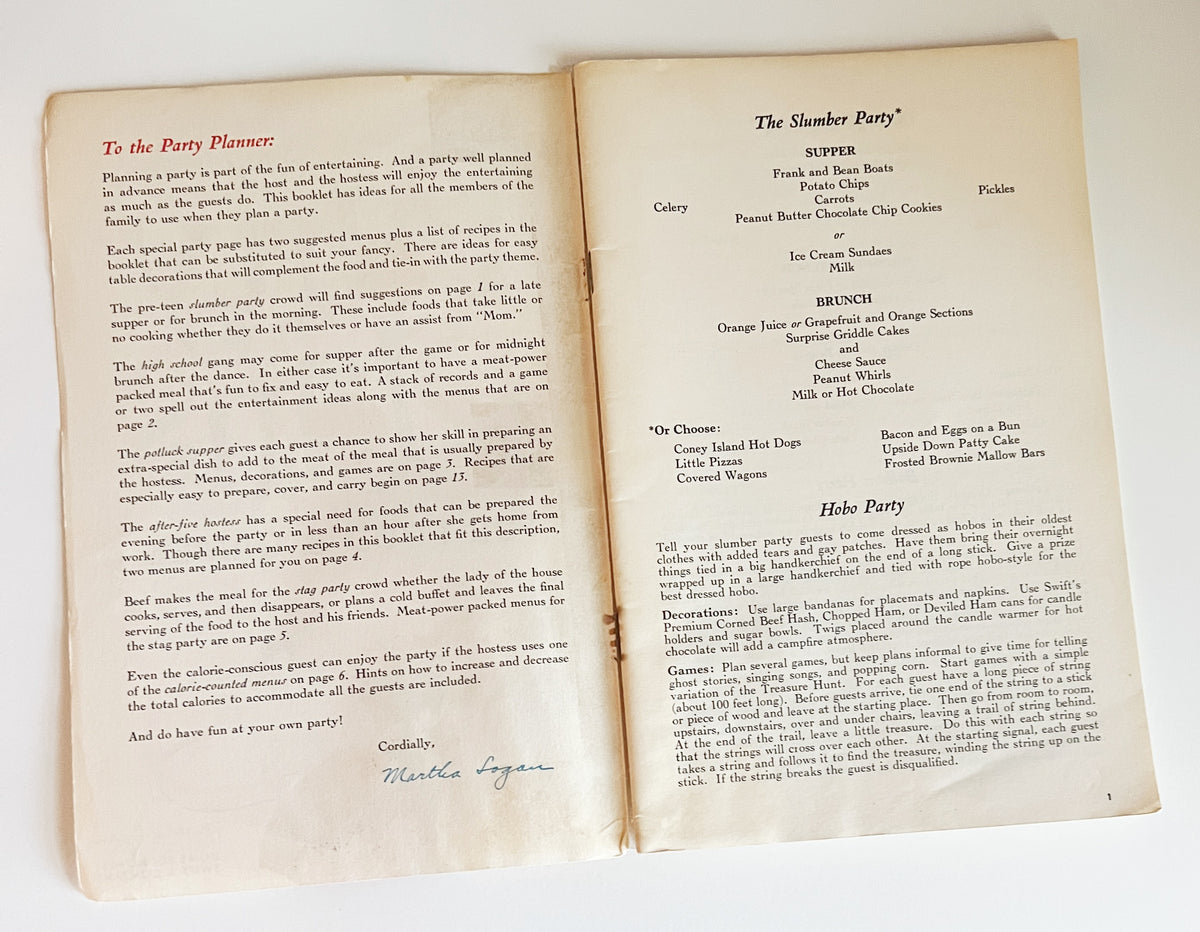 Party Plans for Food & Games, 1962