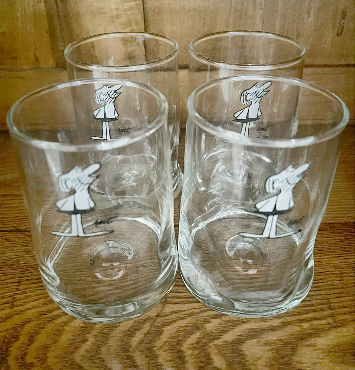 Johnny Hart BC Comic Cavemen Rocks Glass Set - 1970s