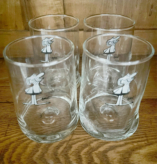 Johnny Hart BC Comic Cavemen Rocks Glass Set - 1970s