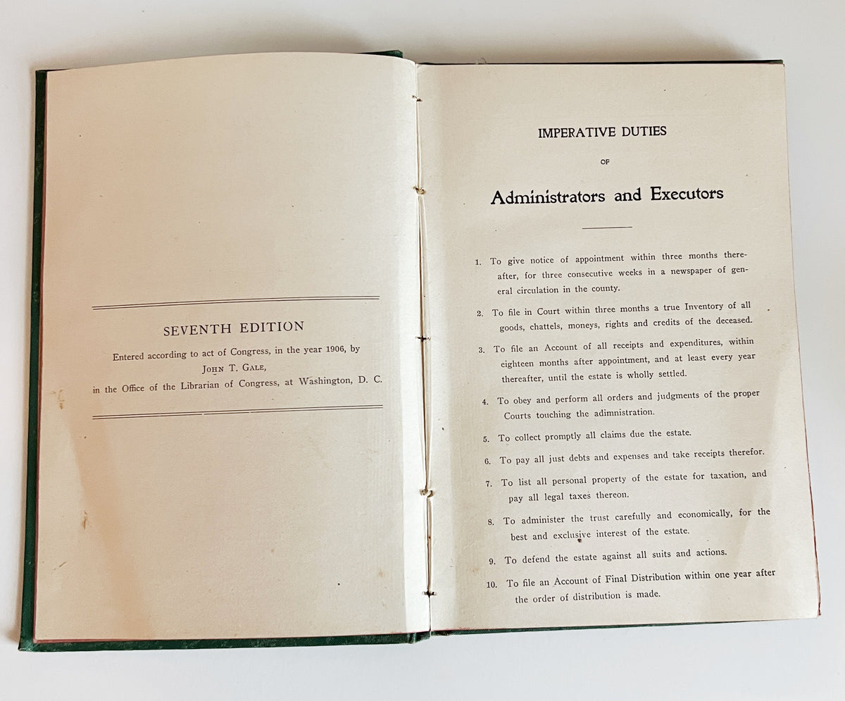 Administrators and Executers Account Guide & Form Book - Ruggles Gale, 1906
