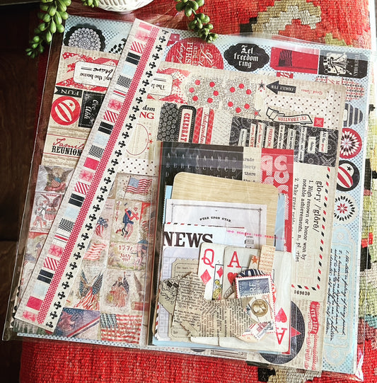 Red, White and Blue: De-Stash Scrap Pack